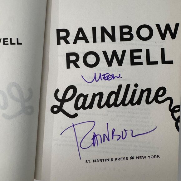 Rainbow Rowell Landline Hardcover Signed 1st Ed 2014 Hardcover DJ Humor - Picture 2 of 14